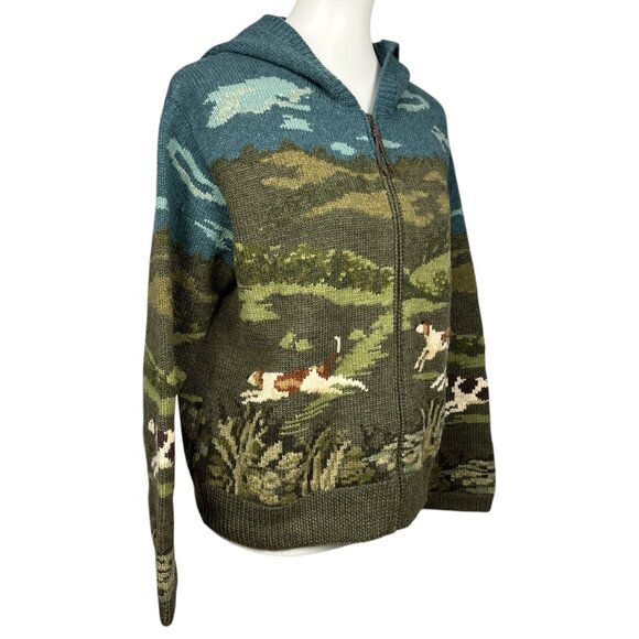 Vintage Ralph Lauren Wool Dog Hunt Cardigan Sweater Hoodie Jacket - Picture 8 of 16